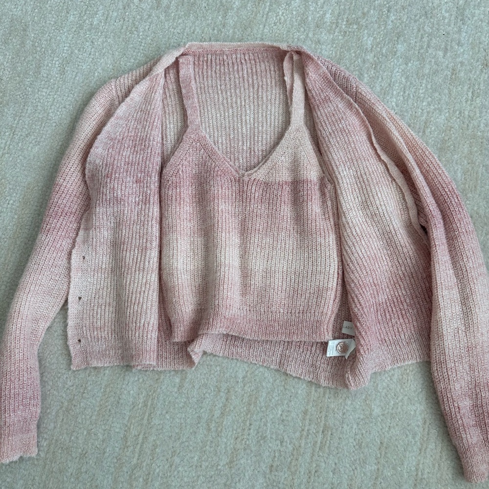 Pink Knit Women's Sweater Set